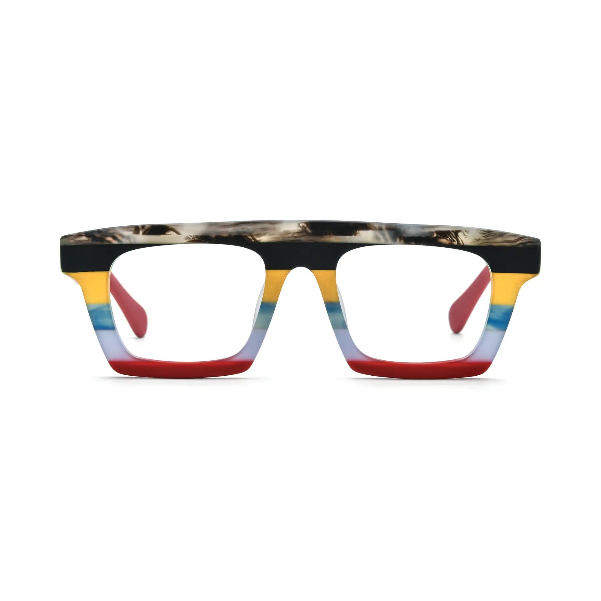 VoyueLens™ Amber Tortoiseshell Square Eyeglasses – Front View – SKU VL19374-C2
